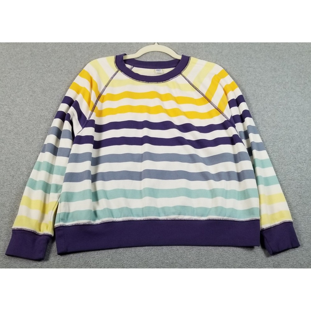Old Navy Sweatshirt Womens Petite Large PL Striped Long Sleeve Pullover Jumper